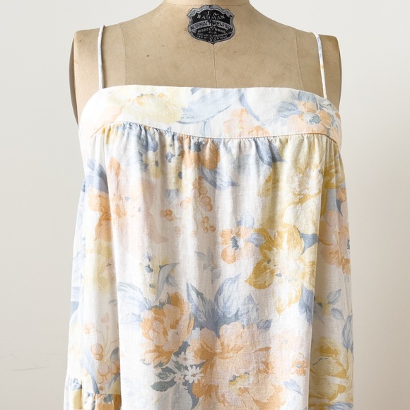 Abercrombie & Fitch Preppy Linen Tiered Floral Cottagecore Maxi Dress -  L Tall - Picture 2 of 16